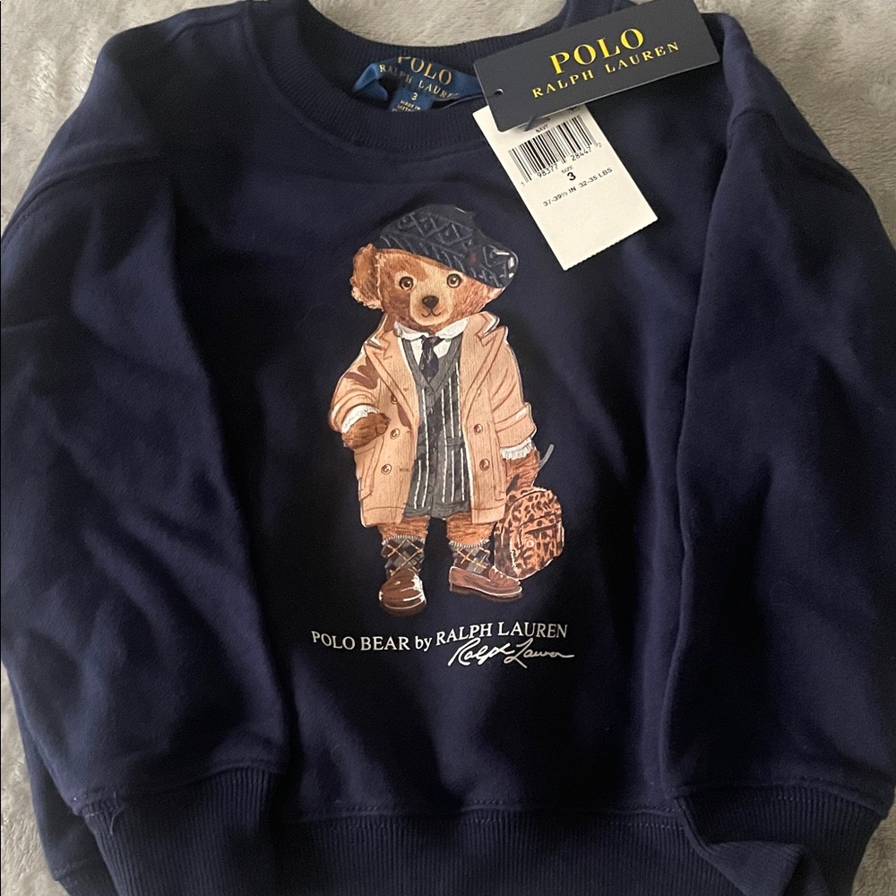 Polo by Ralph Lauren Bear Graphic Kids Sweatshirt - Navy